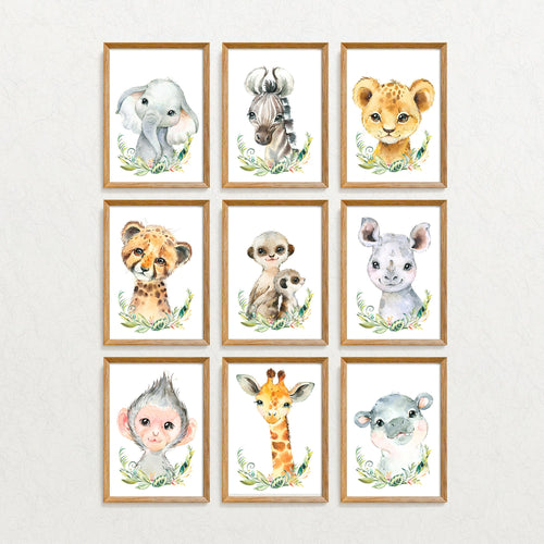 Cute Safari Animal Prints Baby Boy Girl Jungle Nursery Bedroom Decor Wall Art A5 A4 A3 Sets YOU CHOOSE Neutral Prints