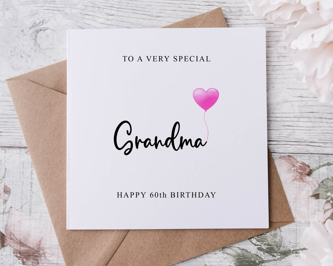 Personalised Grandma Birthday Card, Special Relative, Happy Birthday, Age Card For Him 50th, 60th, 70th, 80th, Any Age Med Or Lrg