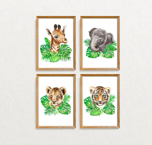 Safari Animal Prints Baby Boy Girl Jungle Nursery Bedroom Decor Wall Art A5 A4 A3 Sets YOU CHOOSE Neutral Prints