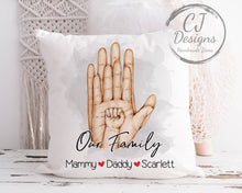 Load image into Gallery viewer, Personalised Family Hands Cushion with Names White Super Soft Cushion Cover, Pillow Home Decor
