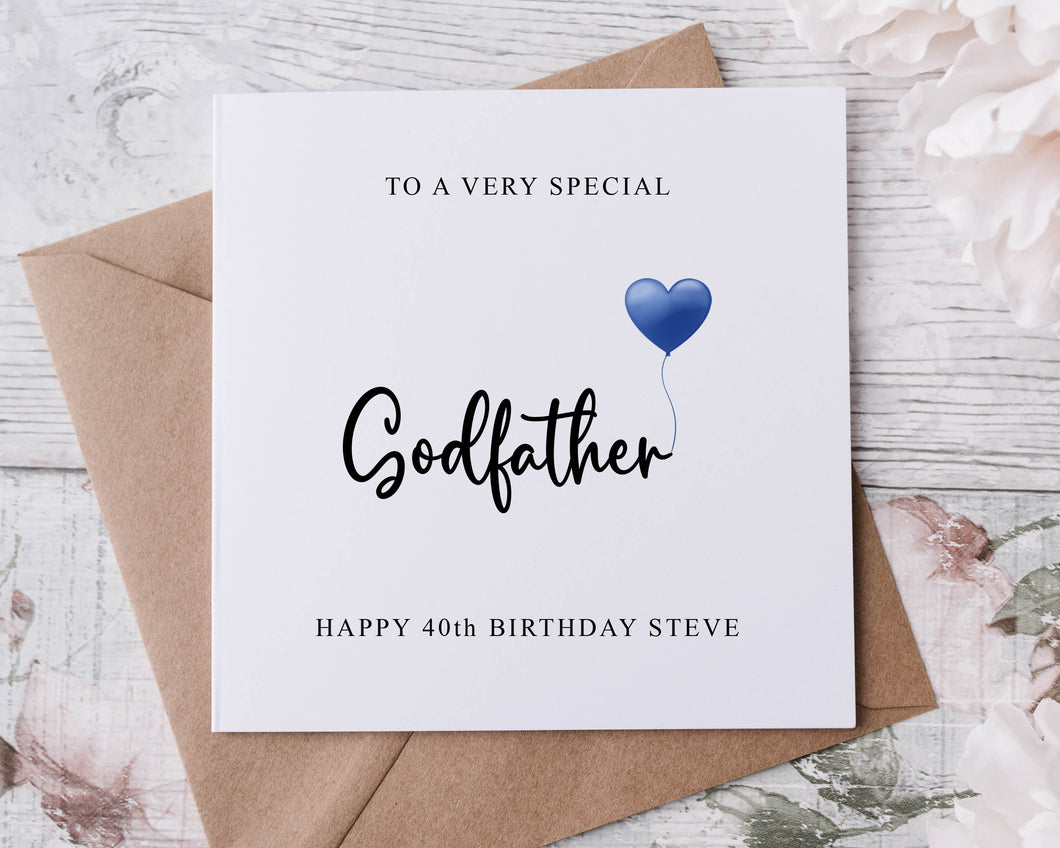 Personalised Godfather Birthday Card, Special Relative, Happy Birthday, Age Card For Her 30th, 40th,50th, 60th, 70th, 80th, Any Age