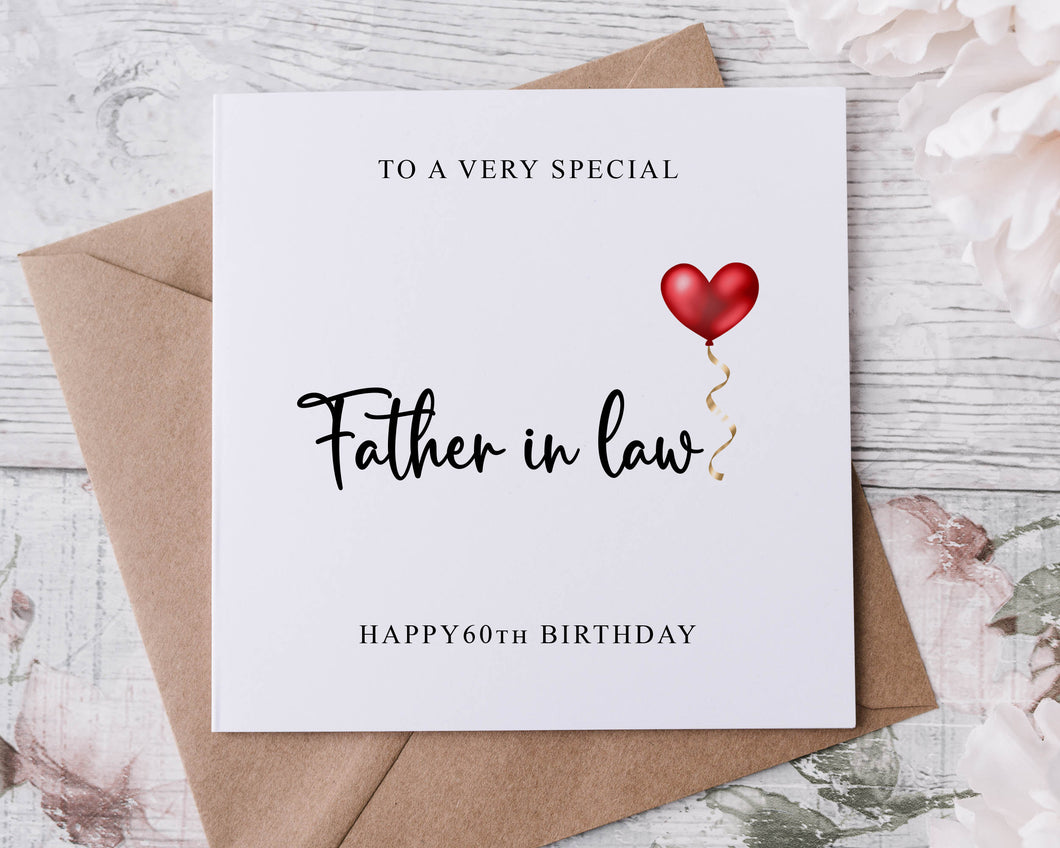 Personalised Father in Law Birthday Card, Special Relative, Happy Birthday, Age Card For Him 30th, 40th,50th, 60th, 70th, 80th, Any Age