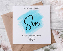 Load image into Gallery viewer, Personalised Son in law Birthday Card, Card for Him any age and name 18th 21st 30th 40th 50th 60th Medium of Large
