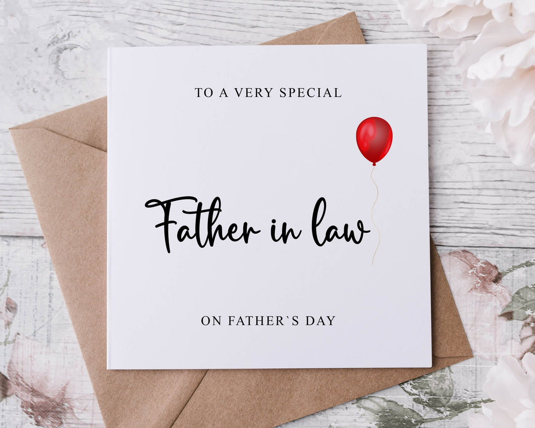 Father in Law Fathers Day Card with Red Balloon