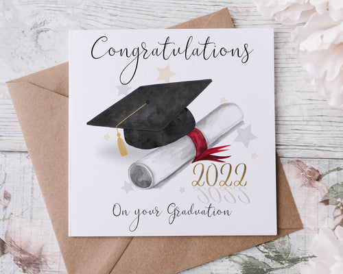 Congratulations Graduation 2023/2024/2025 Card with Cap & Scroll Large or Small Card