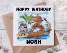 Load image into Gallery viewer, Personalised Girl Pirate Birthday Card Boy/Girl  1st, 2nd, 3rd, 4th, 5th, 6th 7th, 8th, 9th, 10th

