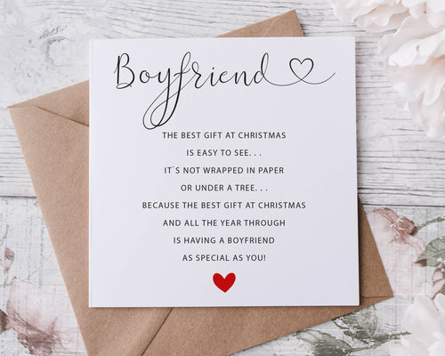 Christmas Card for Boyfriend, Card for Him, Merry Christmas Poem Personalised Greeting Card