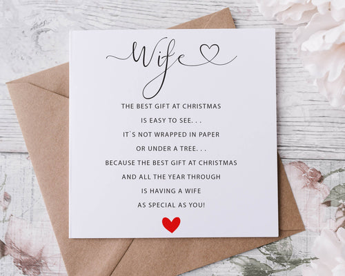 Christmas Card for Wife, Card for Her, Merry Christmas Poem Personalised Greeting Card