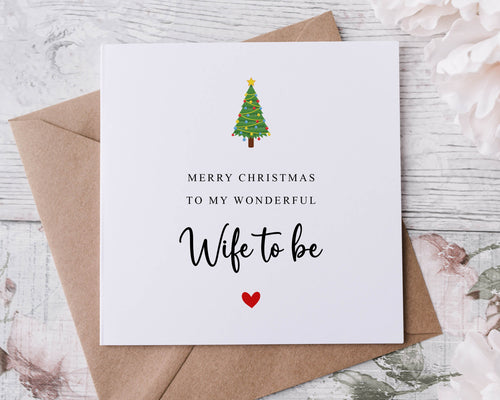 Christmas Card for Wife to be, with Christmas Tree Card for Her, Merry Christmas Personalised Greeting Card