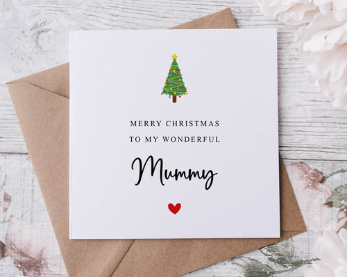 Christmas Card for Mummy, with Christmas Tree Card for Him, Merry Christmas Personalised Greeting Card