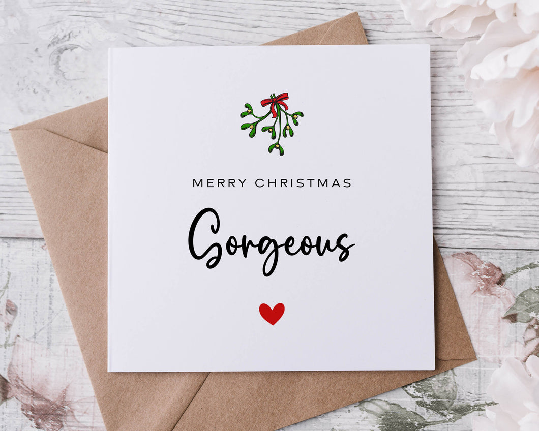 Mistletoe Christmas Card for Wife/Fiance/Girlfriend, Merry Christmas Gorgeous Card for Her,Personalised Greeting Card