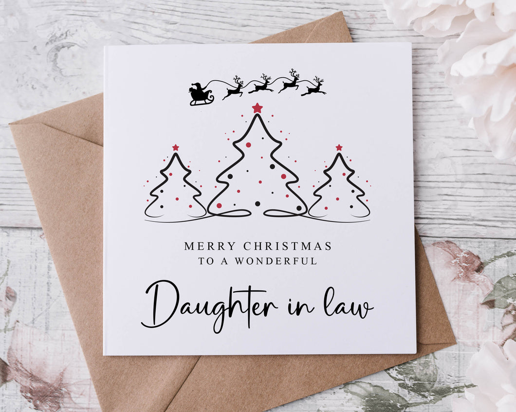 Christmas Card for Daughter in law with Christmas Tree Design, Wonderful Daughter in law Merry Christmas Greeting Card