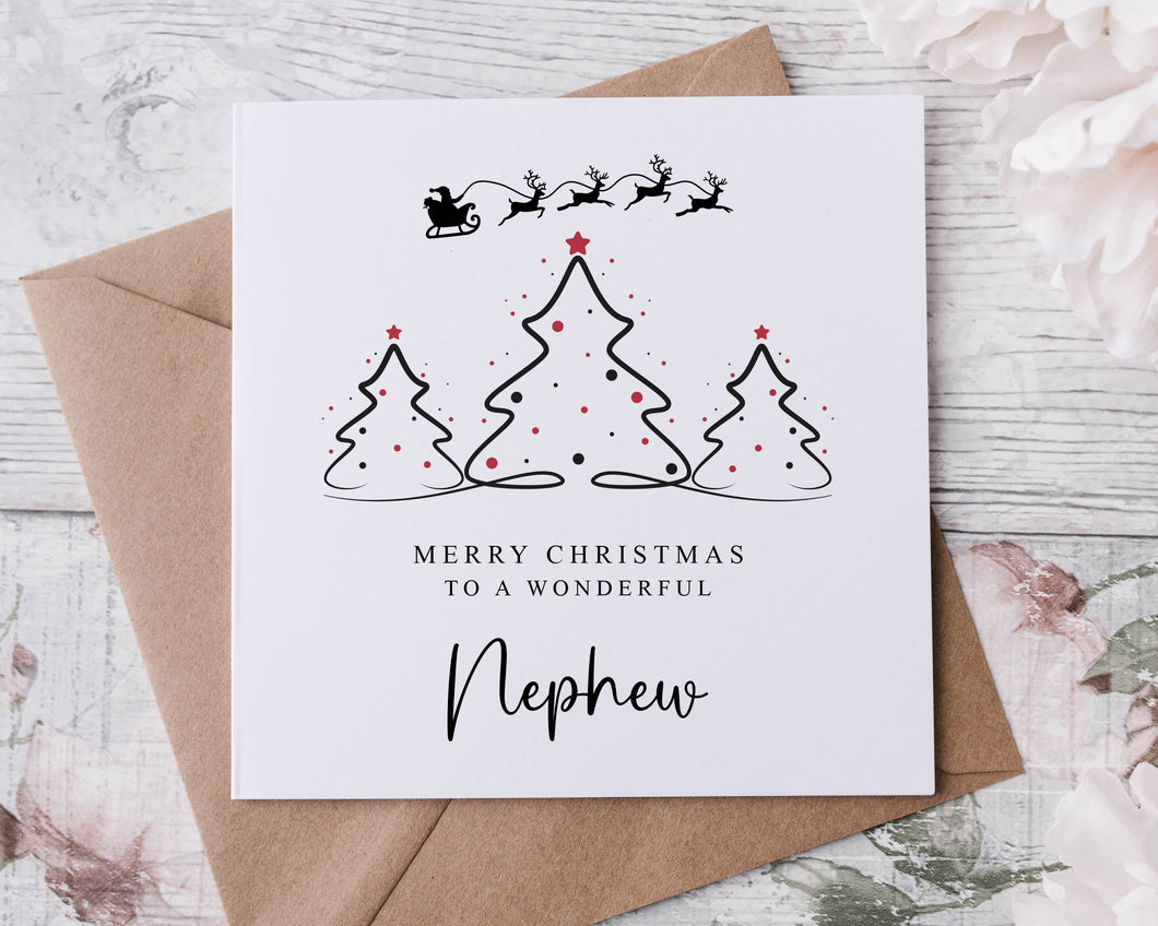 Christmas Card for Nephew with Christmas Tree Design, Wonderful Nephew Merry Christmas Greeting Card