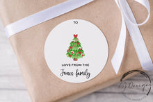 Load image into Gallery viewer, Personalised Christmas Stickers Gift Tags with Christmas Tree - Round Name Gift Labels -Festive Christmas Tag -37mm or 51mm
