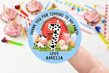 Load image into Gallery viewer, Personalised Birthday Stickers -Farm Yard Animals Theme Name Birthday Party Bag Thank You Sticker - Sweet Cone- 37mm/45mm /51mm/64mm 2nd 3rd
