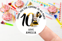 Load image into Gallery viewer, Personalised Birthday Stickers -Cute Bunny - Bee Theme Name Birthday Party Bag Thank You Sticker - Sweet Cone- 37mm/45mm /51mm/64mm  4th 5th

