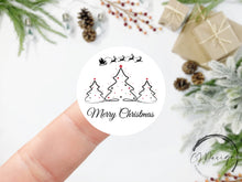 Load image into Gallery viewer, Christmas Stickers Gift Tags with Christmas Tree Design - Round Gift Labels - Festive Christmas Tag 37mm or 51mm- Matt or Glossy

