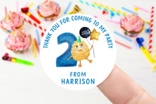 Load image into Gallery viewer, Personalised Birthday Stickers -Age 1-9 Boys Monster Birthday Party Bag Thank You Sticker 37mm/45mm /51mm/64mm- Sweet Cone Labels - Tags
