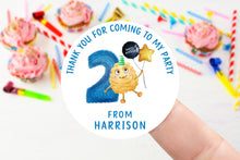 Load image into Gallery viewer, Personalised Birthday Stickers - Age 1-9 Boys Monster Birthday Party Bag Thank You Sticker 37mm/45mm /51mm/64mm- Sweet Cone Labels
