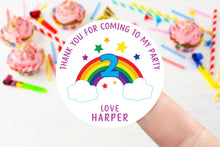 Load image into Gallery viewer, Personalised Birthday Stickers -Age 1-9 Unicorn Rainbow Birthday Party Bag Thank You Sticker 37mm/45mm /51mm/64mm Sweet Cone Labels - Tags
