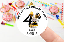 Load image into Gallery viewer, Personalised Birthday Stickers -Cute Bunny - Bee Theme Name Birthday Party Bag Thank You Sticker - Sweet Cone- 37mm/45mm /51mm/64mm  4th 5th
