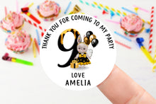 Load image into Gallery viewer, Personalised Birthday Stickers -Cute Bunny - Bee Theme Name Birthday Party Bag Thank You Sticker - Sweet Cone- 37mm/45mm /51mm/64mm 2nd, 3rd
