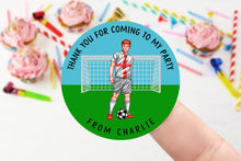 Load image into Gallery viewer, Personalised Birthday Stickers -Football Player England, Ireland or Wales Name Birthday Party Bag Thank You Sticker 4 Sizes - Sweet Cone-
