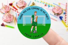 Load image into Gallery viewer, Personalised Birthday Stickers -Football Player Ireland, England or Wales Name Birthday Party Bag Thank You Sticker - Sweet Cone- 4 Sizes
