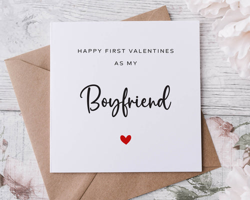 Valentines Card for Boyfriend - Happy First Valentines As My Boyfriend Card, Card For Him 2 sizes Available- Valentine Gift