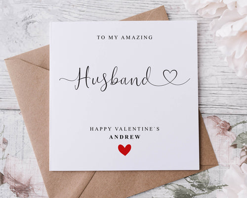 Personalised Husband Valentines Card - Greeting Card For Him, 2 sizes Available- Valentine Gift