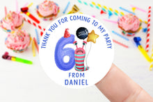 Load image into Gallery viewer, Personalised Birthday Stickers -Age 1-9 Boys Monster Birthday Party Bag Thank You Sticker 37mm/45mm /51mm/64mm - Sweet Cone Labels - Tags
