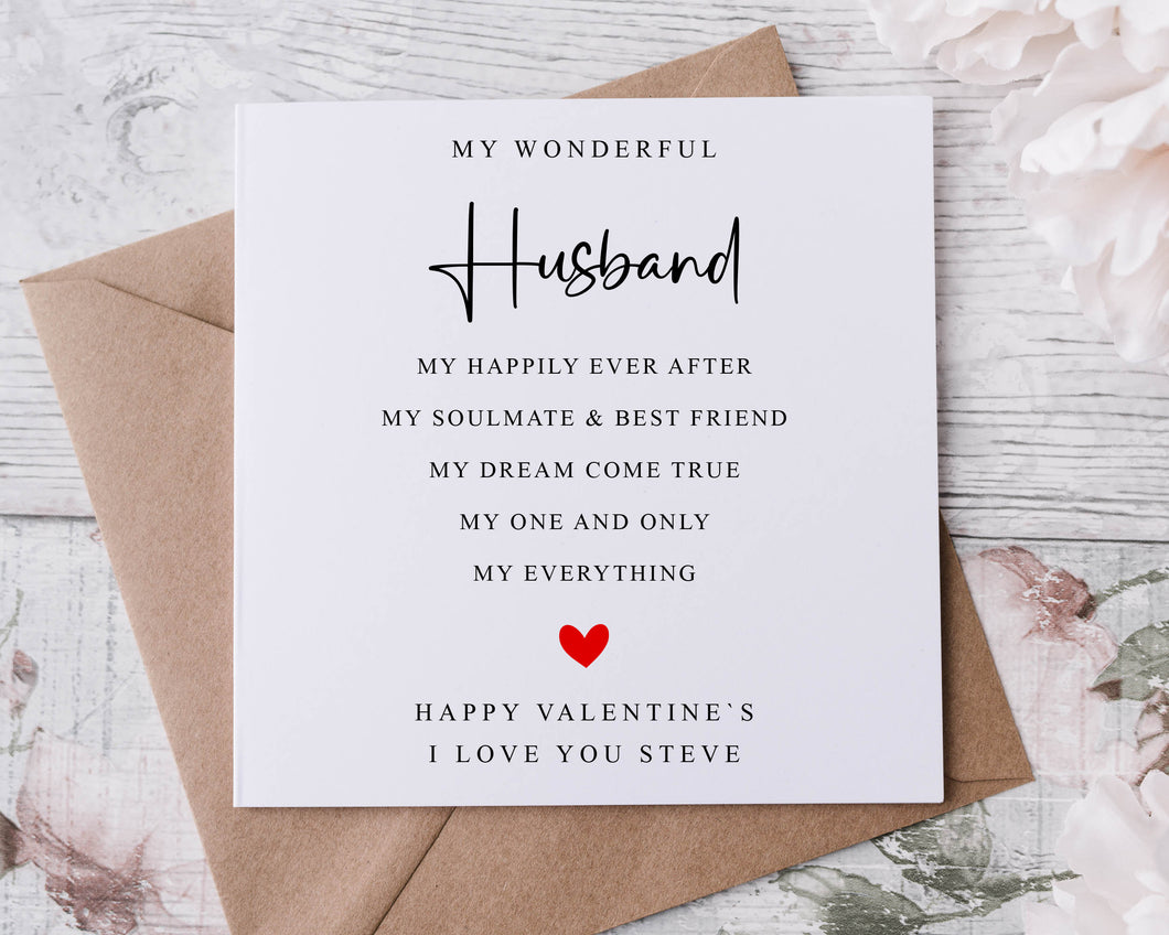 Personalised Husband Valentines Card - Customised with Name - Quote Greeting card for Him, 2 sizes Available - Valentine Gift