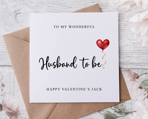 Personalised Husband to be Valentines Card - Customised with Name an Red Heart Balloon - Greeting card for Him, - Valentine Gift 2 sizes