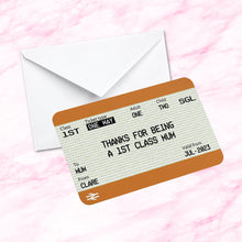 Load image into Gallery viewer, Personalised 1st Class Mum Train Ticket Metal Wallet Card/Insert- Gift Purse Keepsake - Mothers Day Gift
