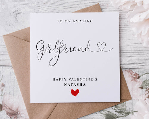 Personalised Girlfriend Valentines Card - Greeting Card, 2 sizes Available- Card for Her - Valentine Gift