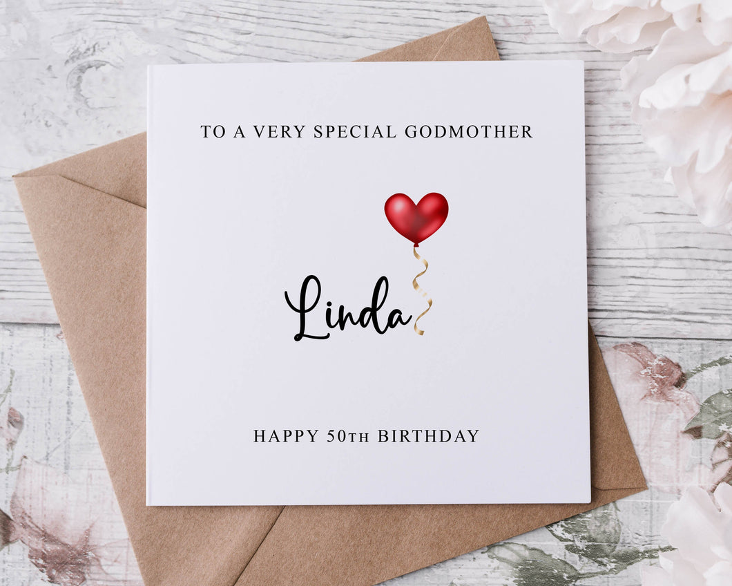 Personalised Godmother Birthday Card, Special Relative, Happy Birthday, Age Card For Her 30th, 40th,50th, 60th, 70th, 80th, Any Age