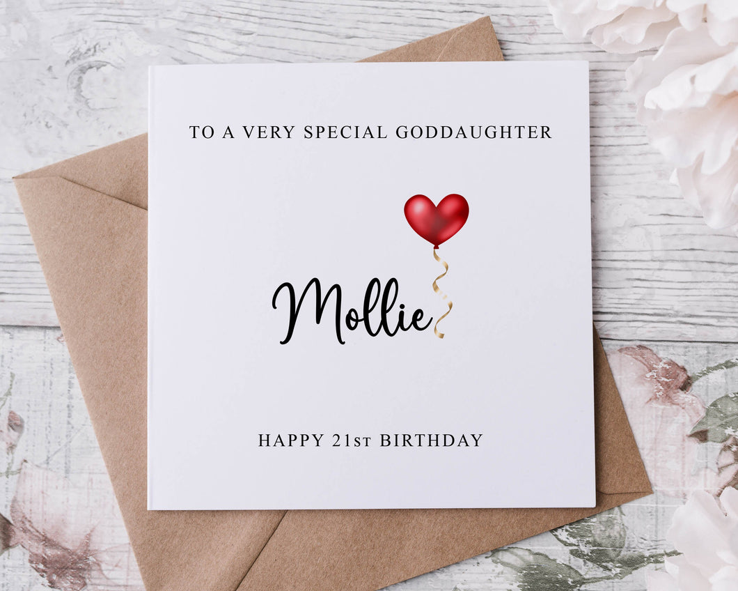 Personalised Goddaughter Birthday Card, Special Relative, Happy Birthday, Age Card For Her 30th, 40th,50th, 60th, 70th, 80th,