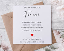 Load image into Gallery viewer, Personalised Fiance/ Fiancee Valentines Card - Customised with Name - I Love You Quote Greeting card for Him or Her, - Valentine Gift
