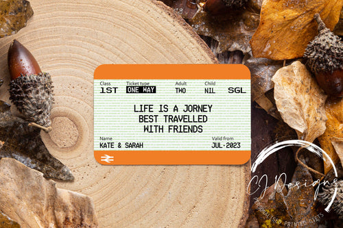 Personalised Friendship Train Ticket Metal Wallet Card/Insert- Gift Purse Keepsake - Friend Gift