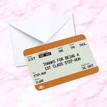 Load image into Gallery viewer, Personalised 1st Class Step-Mum Train Ticket Metal Wallet Card/Insert- Gift Purse Keepsake - Mothers Day Gift
