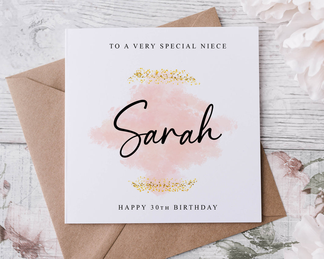 Personalised Niece Birthday Card, Special Relative, Happy Birthday, Age Card For Her 30th, 40th,50th, 60th, 70th, 80th, Any Age