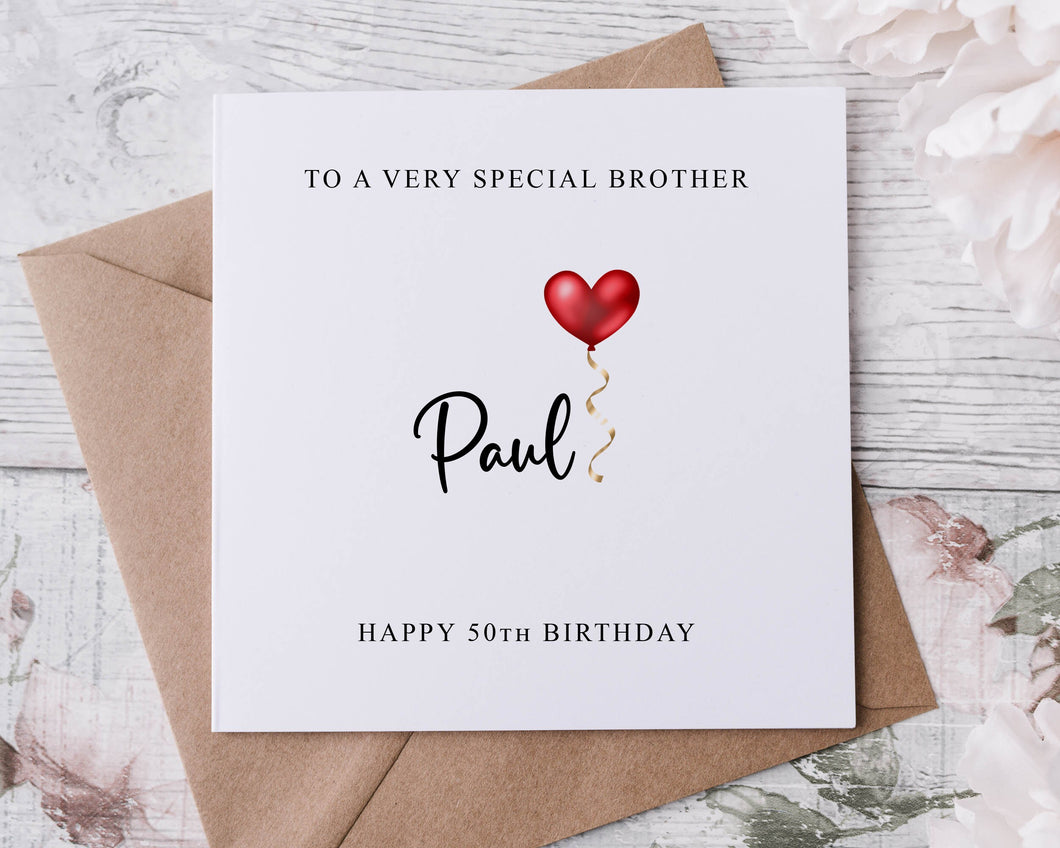Personalised Brother Birthday Card, Special Relative, Happy Birthday, Age Card For Him 16th, 21st, 30th, 40th,50th, Any Age & Name