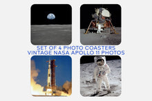 Load image into Gallery viewer, Set of 4 vintage Apollo 11 photo Coasters, space gift, Nasa Photo Gift
