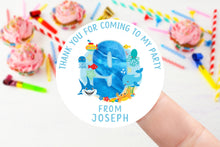 Load image into Gallery viewer, Personalised Birthday Stickers - Age 1-9 Under the Sea Themed Birthday Party Bag Thank You Sticker 37mm/45mm /51mm/64mm- Sweet Cone Labels
