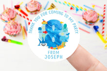 Load image into Gallery viewer, Personalised Birthday Stickers - Age 1-9 Under the Sea Themed Birthday Party Bag Thank You Sticker 37mm/45mm /51mm/64mm- Sweet Cone Labels
