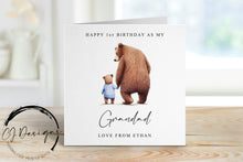 Load image into Gallery viewer, Personalised Grandad Bear Birthday Card -  Grandad and Little Bear upto 4 children Card for Him Medium or Large card Name and Age
