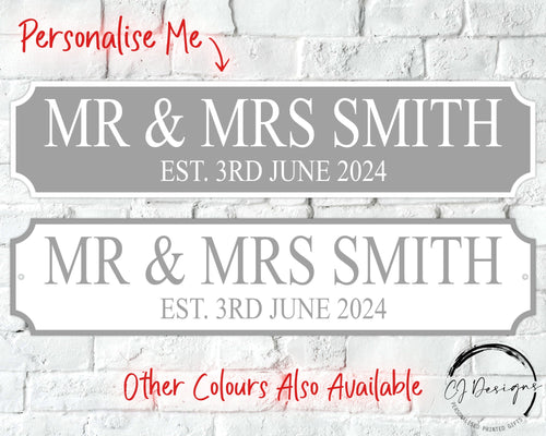 Personalised Family Name Acrylic Sign - Mr & Mrs Wedding Gift, Home Bar Decor, Newly Wed Gift, UV Printed, Weatherproof, Garden Decoration