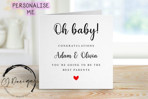 Personalised Pregnancy Congratulations Card- Oh Baby Greeting Card - Couple Baby Annoucement  Large or Small