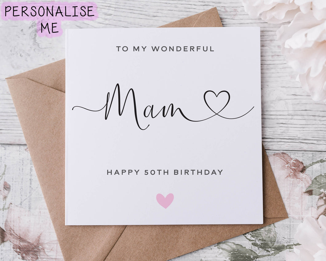 Personalised Mam Birthday Card, Special Relative, Happy Birthday, Age Card For Him 30th, 40th,50th, 60th, 70th, 80th, Any Age