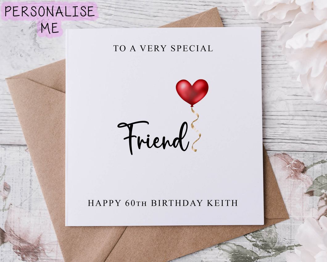Personalised Friend Birthday Card, Special Relative, Happy Birthday, Age Card For Her 30th, 40th,50th Any Age Med Or Lrg
